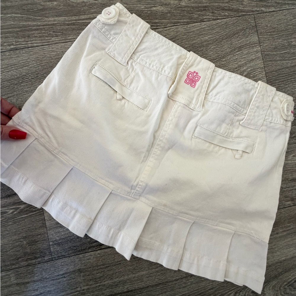 Off white draped skirt corduroy super cute with pink sowing